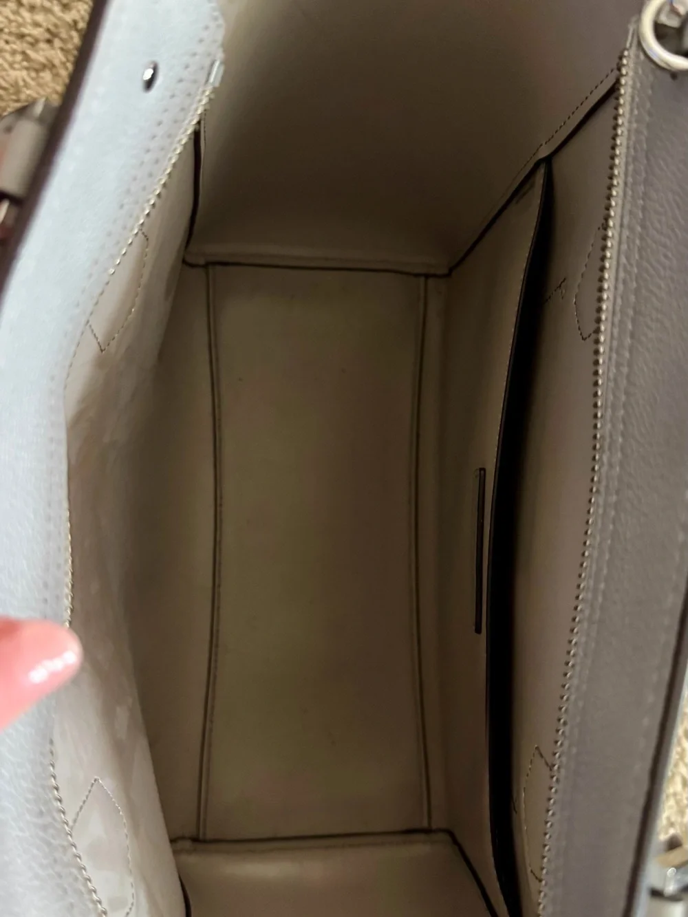 MICHAEL KORS Light Gray Pebbled Leather Satchel